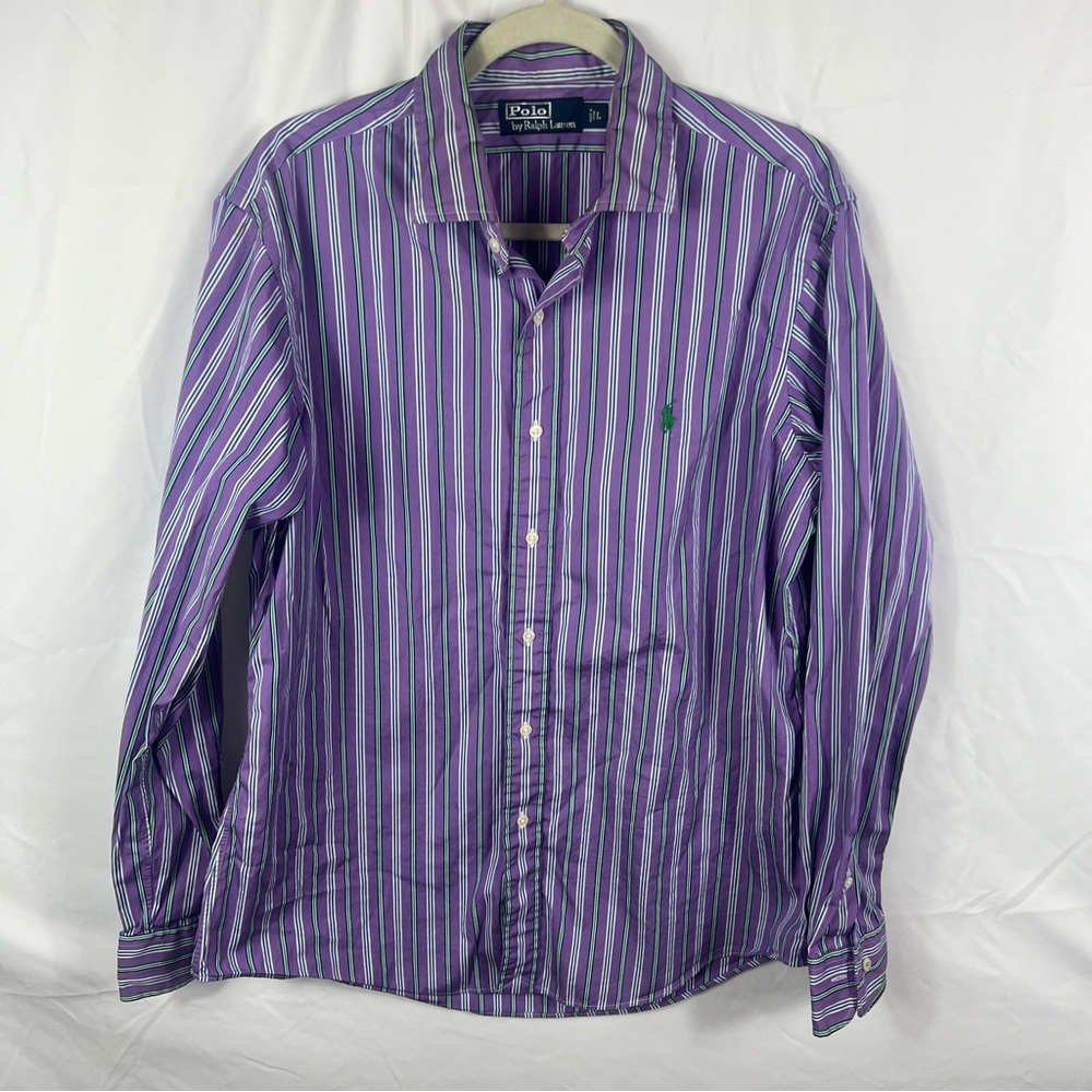 Ralph Lauren Multi-Striped Purple Green Button Down Shirt
